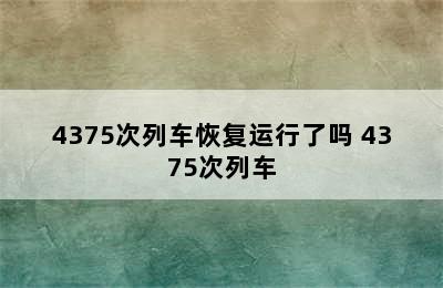 4375次列车恢复运行了吗 4375次列车